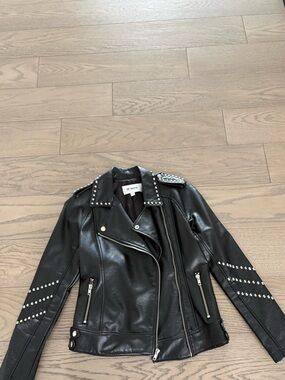 BB Dakota Black Studded Faux Leather Moto Jacket